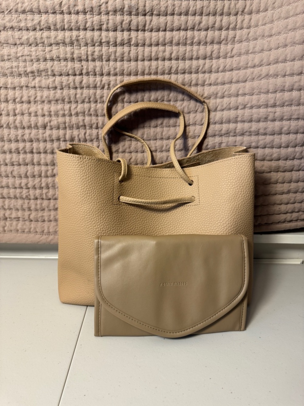 8 Other Reasons Beige Tote Bag with Jewelry Pouch